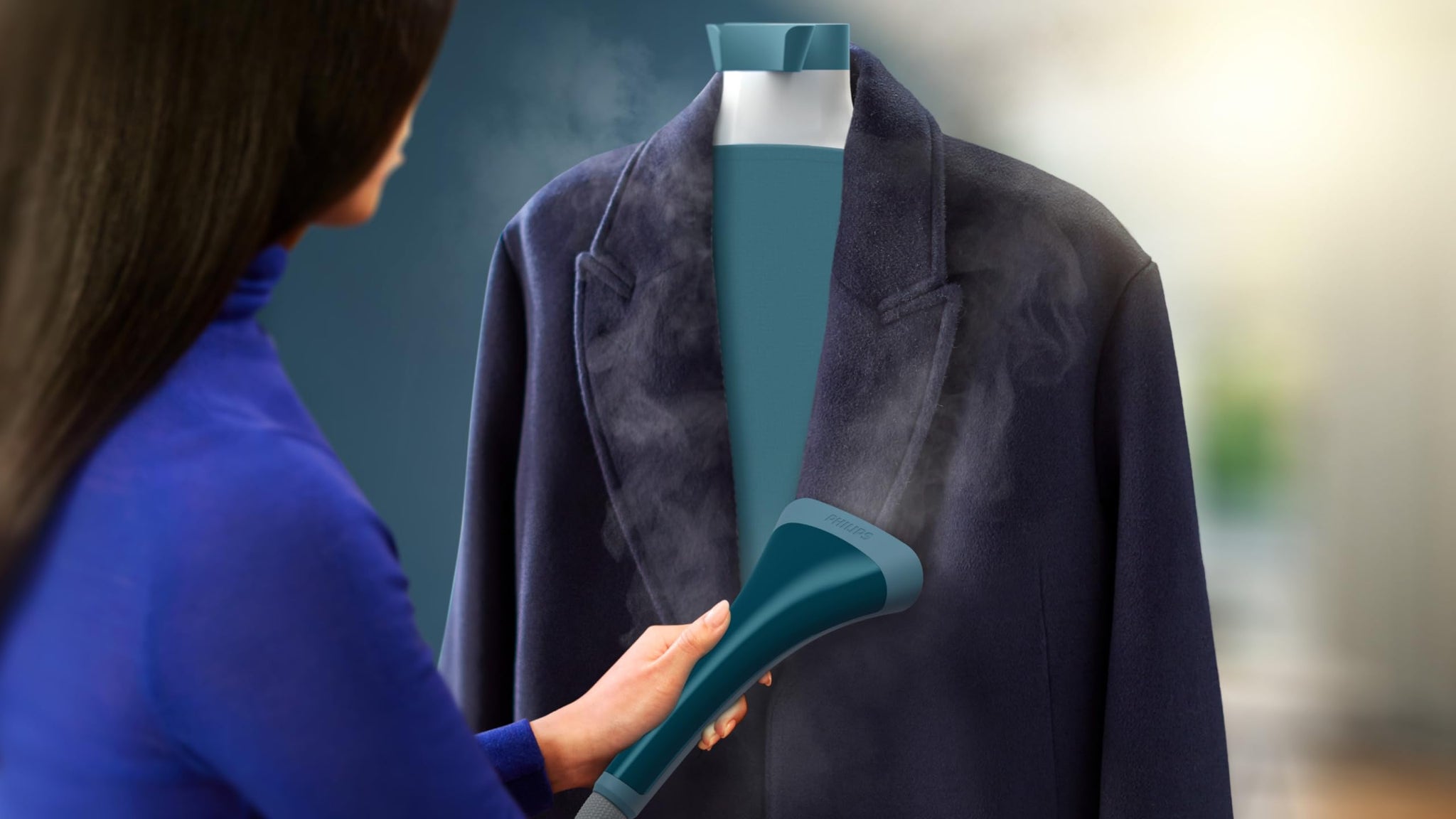 Philips Garment Steamer 1000 Series - 1800W, 1.8L Detachable Tank, 3 Steam Setting, 36 g/min, Integrated Stylemat, Blue - STE1040/26
