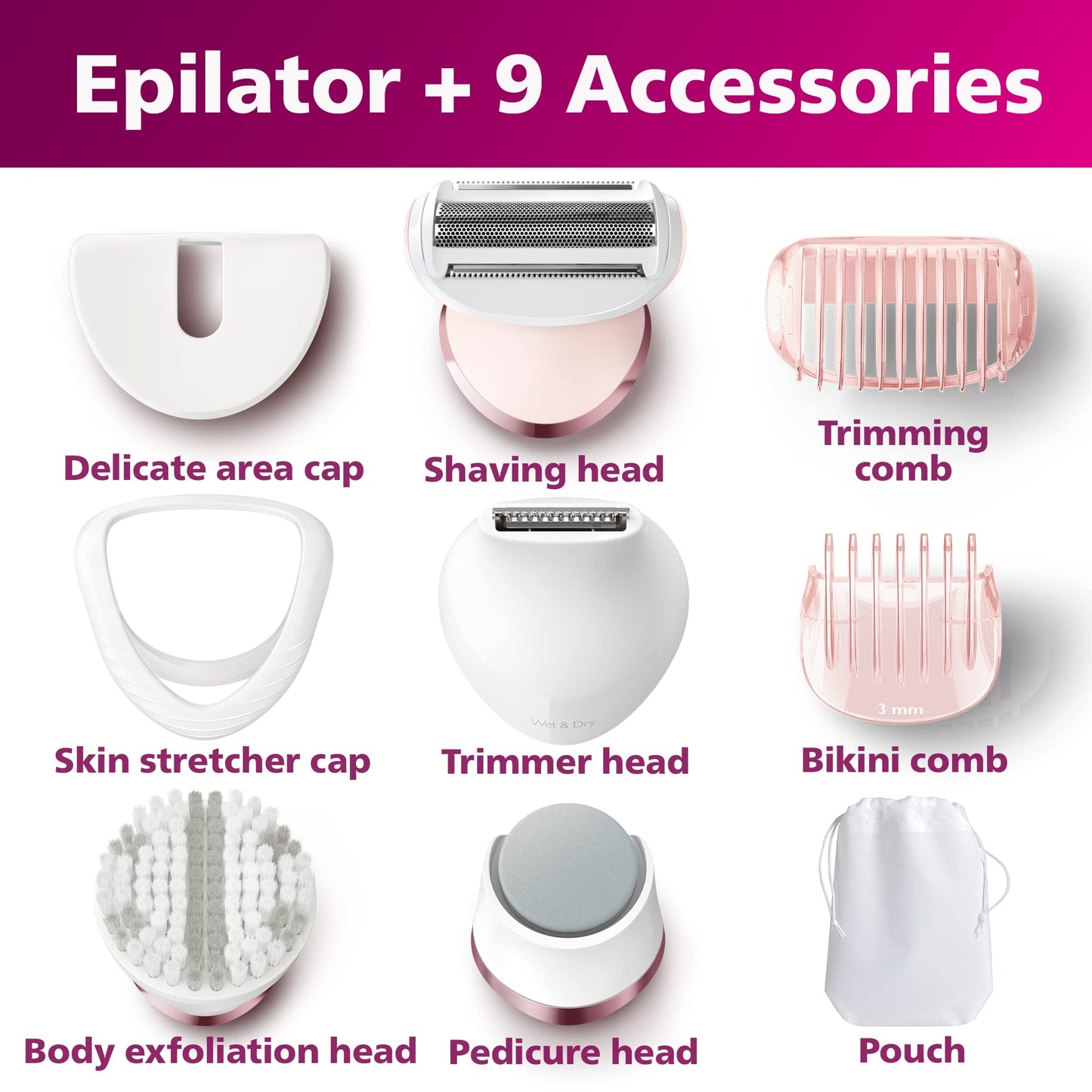 Philips Beauty Philips Epilator Series 8000 5 In 1 Shaver, Trimmer, Pedicure and Body Exfoliator With 9 Accessories, 1 count