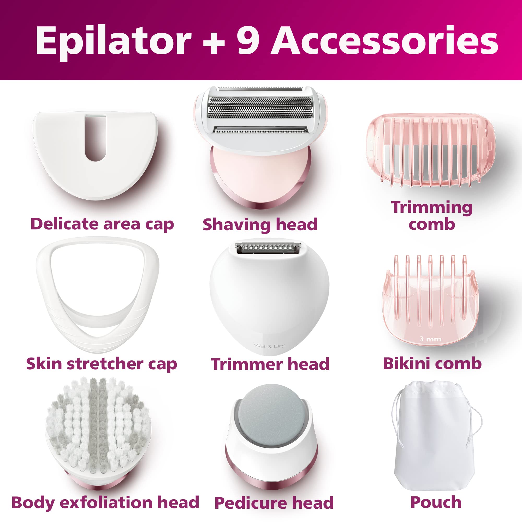 Philips Beauty Philips Epilator Series 8000 5 In 1 Shaver, Trimmer, Pedicure and Body Exfoliator With 9 Accessories, 1 count