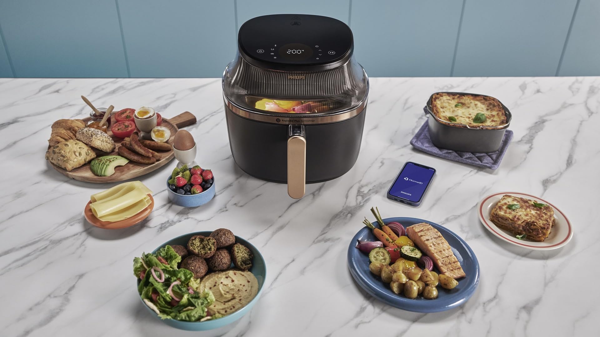 Philips Airfryer L - 4.2L, 1400W, See-through Cooking Window, 16 Cooking Functions, Touchscreen, RapidAir Plus Technology, Black - NA322/09