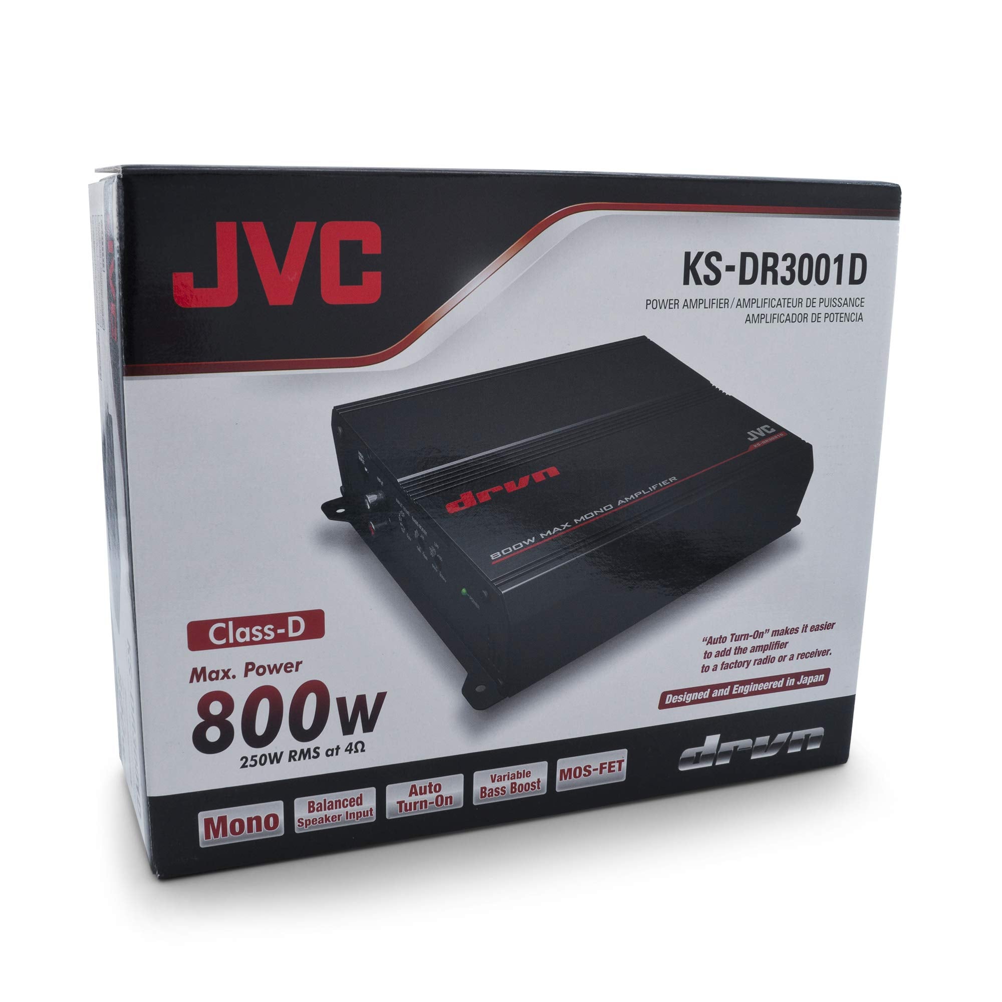 JVC KS-DR3001D 800W Peak DRVN Series Class-D 2-Ohm Stable Monoblock Power Amplifier