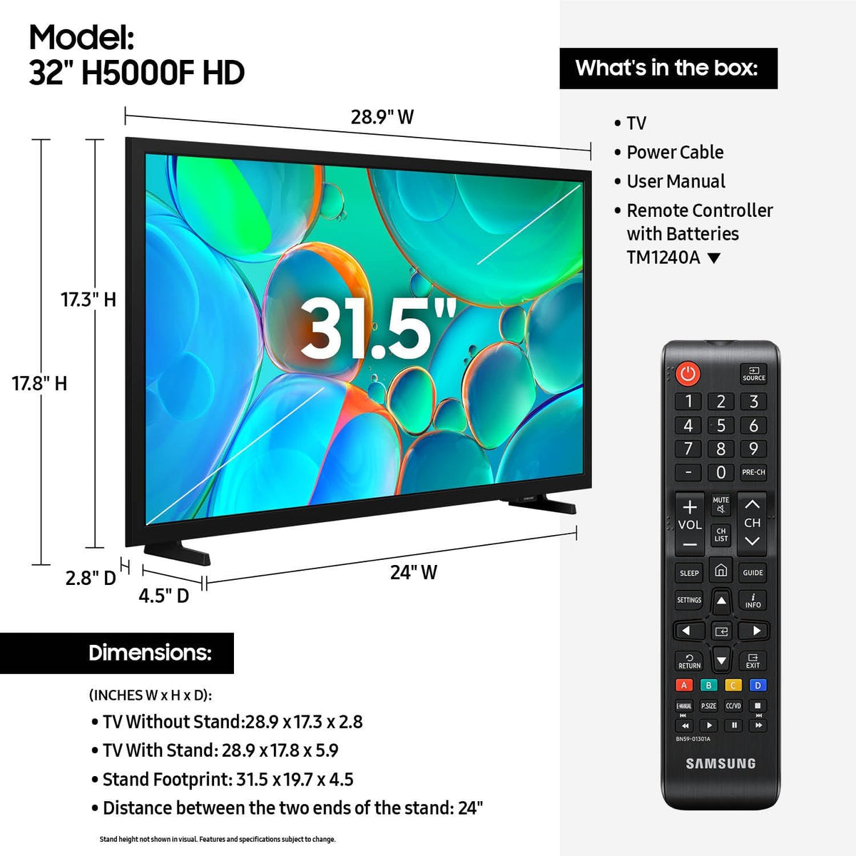 Samsung 32-Inch Class HD H5000F Smart TV (2025 Model) HDR, Object Tracking Sound Lite, Knox Security, One UI Tizen - City Park