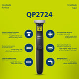 ماكينة OneBlade للوجه والجسم QP2824 من Philips | شفرة مزدوجة الجوانب | تقنية OneBlade الفريدة | 45 دقيقة من الاستخدام اللاسلكي | مقاومة للماء | أداة كهربائية لتشذيب وحلاقة اللحية
