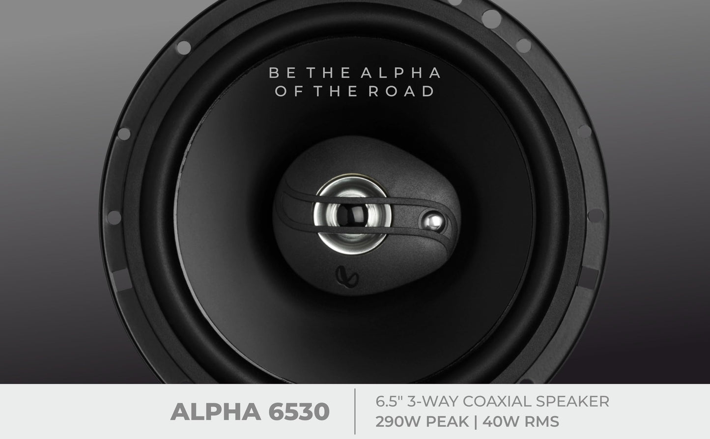 Infinity Car 3-Way Coaxial Speaker with Grille | Alpha 6530 | Peak Power - 290W | RMS Power - 40W | Wired 6.5 Inch 3-Way Coaxial Speaker (Black)