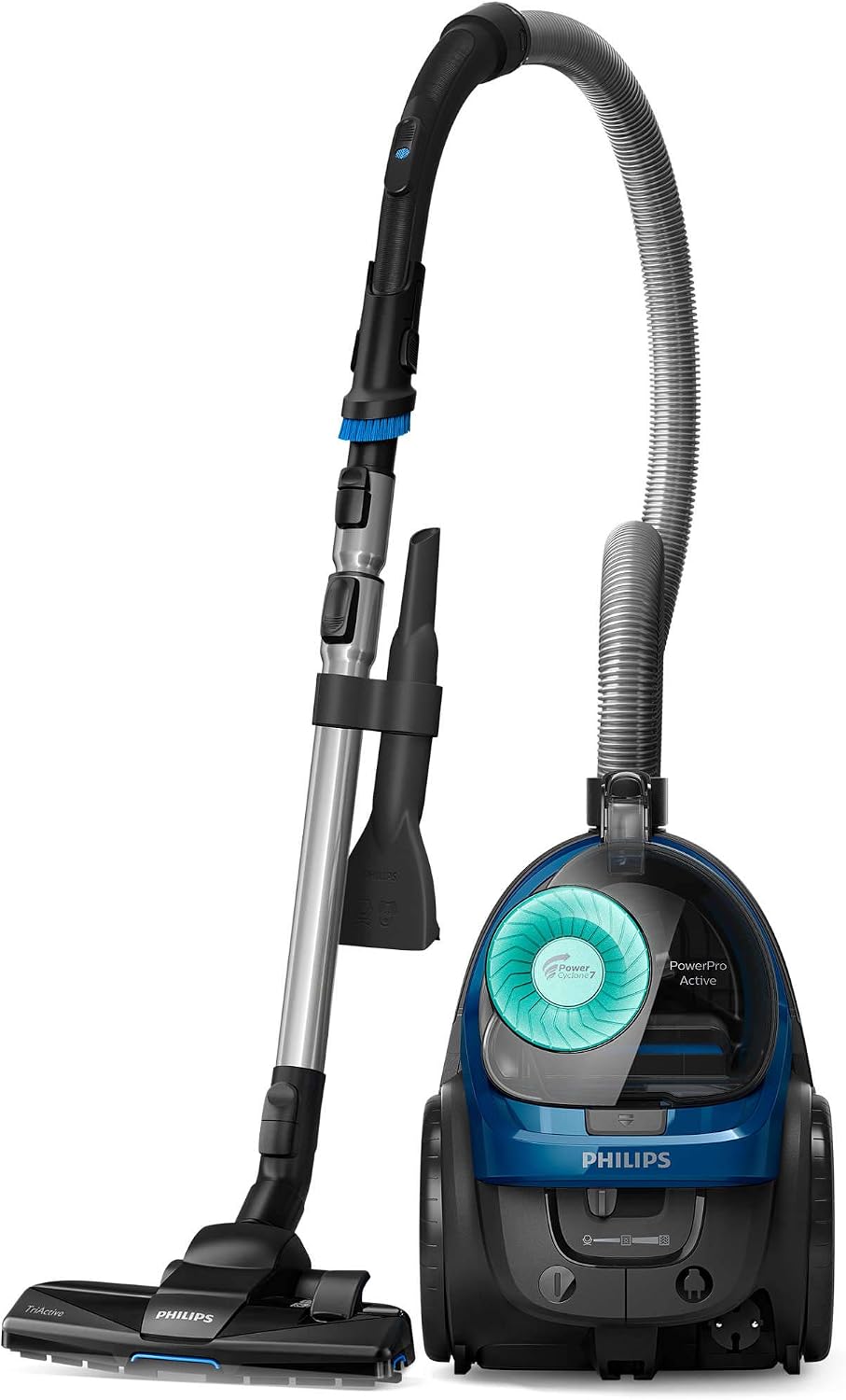 PHILIPS PowerCyclone 7 2000W Bagless PowerPro Active Vacuum Cleaner, FC9570/62, Black/Dark Royal Blue - International Version