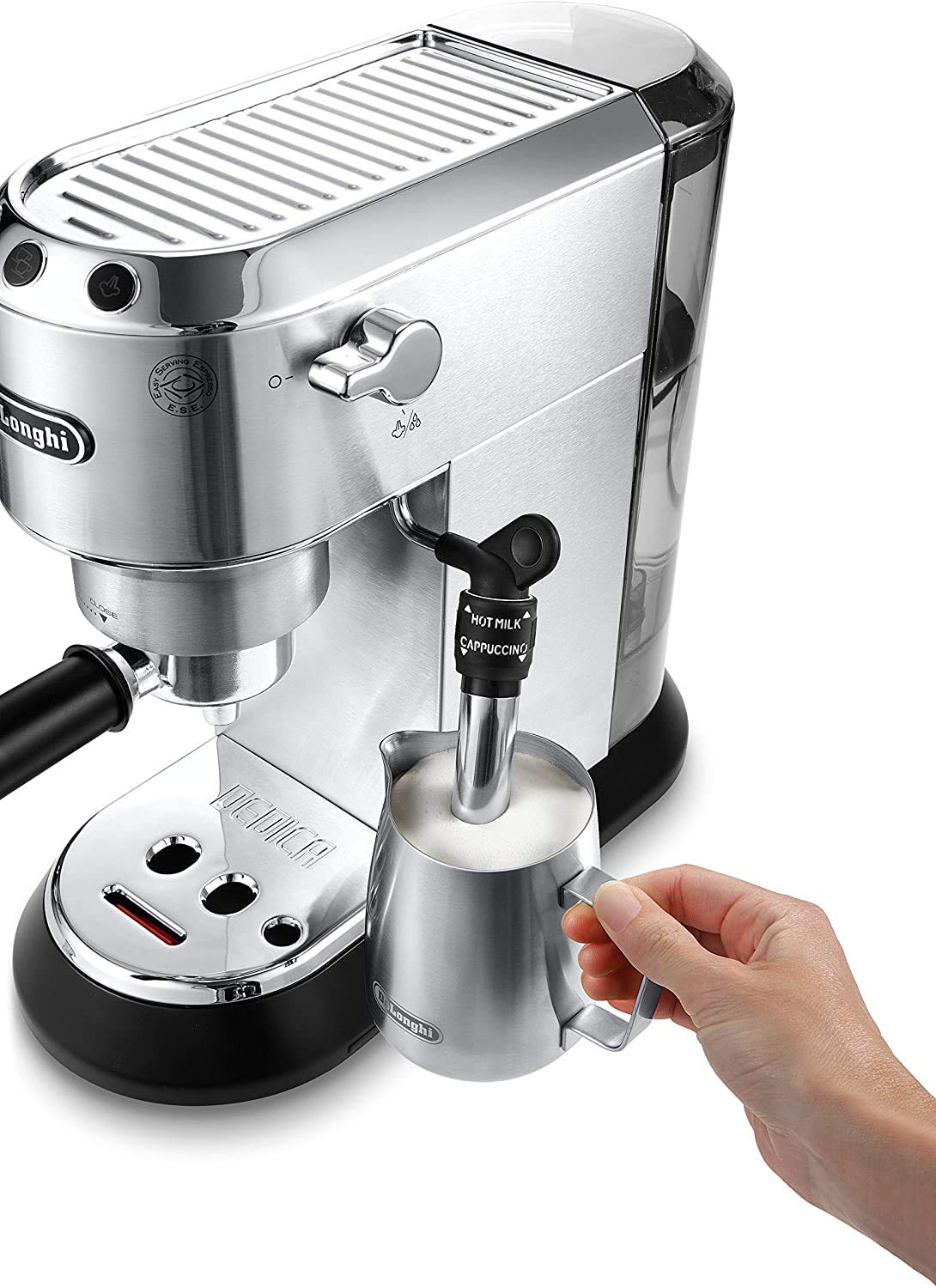 De'Longhi EC685 Dedica Style Pump Espresso Machine with Grinder (M, Silver)