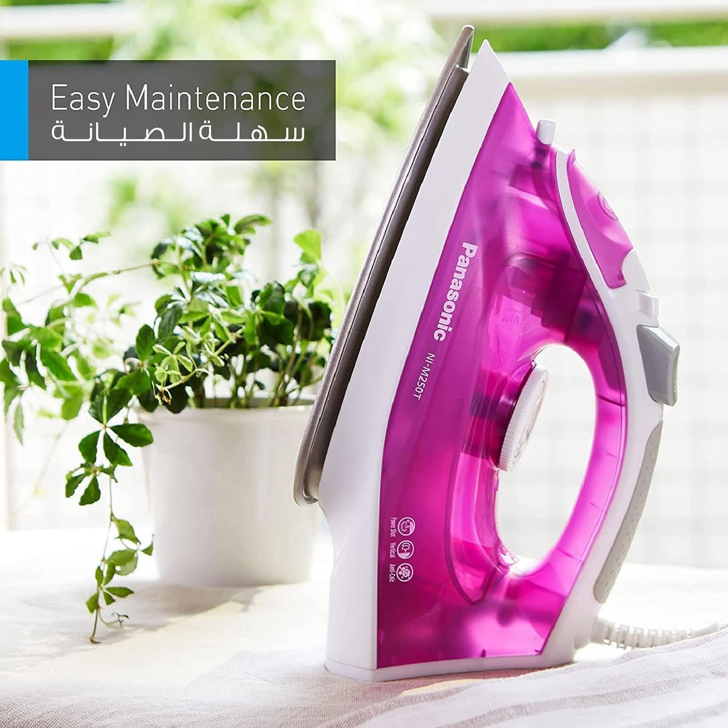 1550 W Steam Iron NI-M250T - Titanium Coated Soleplate - Light and Easy - Versatile Steam - Tough and Smooth Ironing