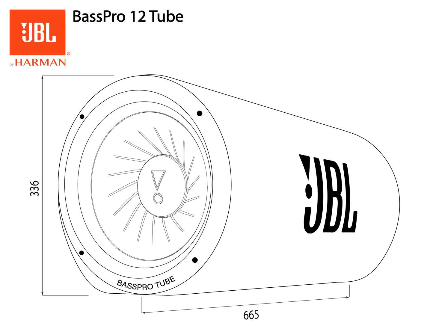 JBL BassPro Tube 12 Inch 30 cm Subwoofer Auto Active, Tube Bass Box with 450 W Max Class D Amplifier, Powerful Bass Amplification Complete Solution, Patented Deep Bass Slipstream Port, Remote Control