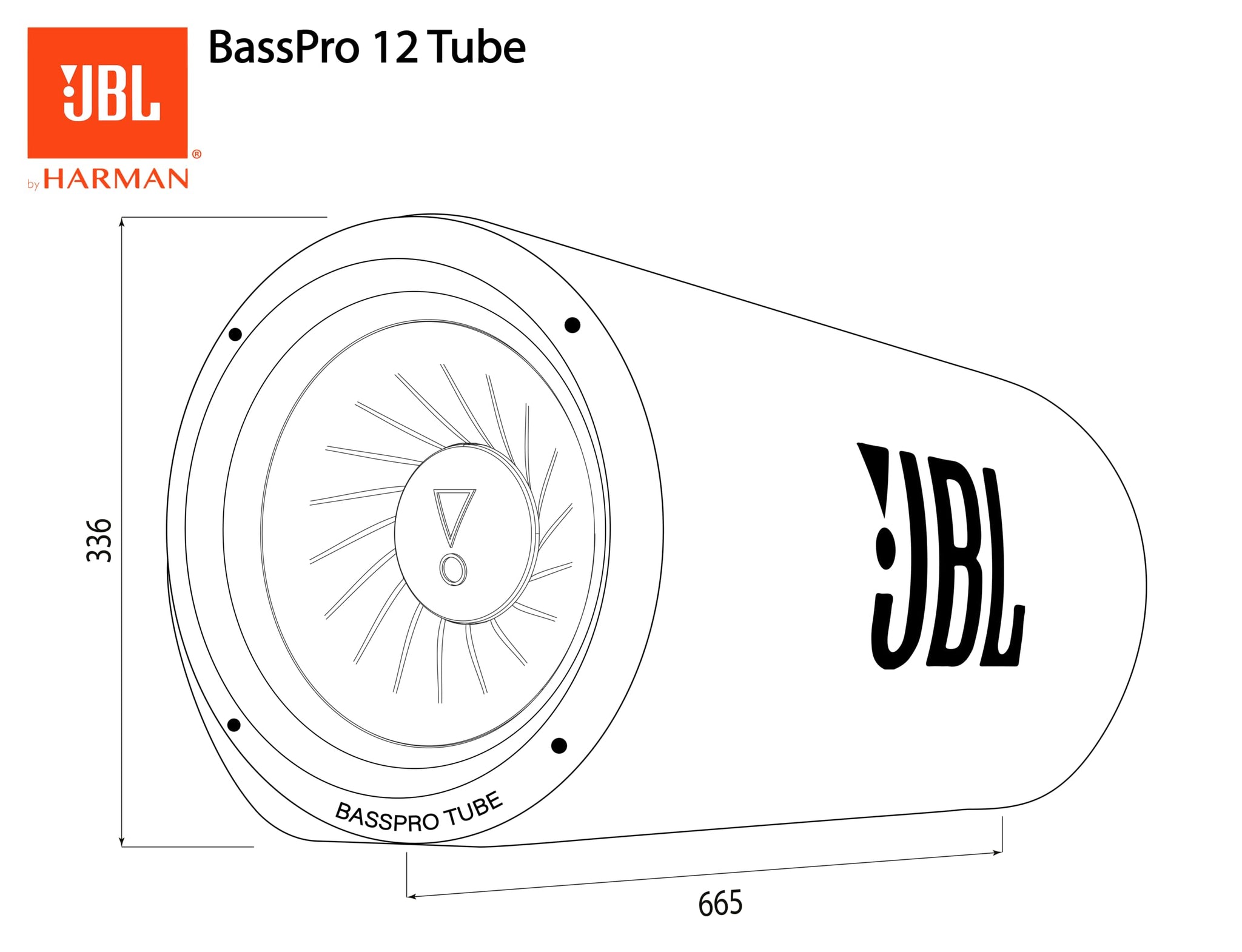 JBL BassPro Tube 12 Inch 30 cm Subwoofer Auto Active, Tube Bass Box with 450 W Max Class D Amplifier, Powerful Bass Amplification Complete Solution, Patented Deep Bass Slipstream Port, Remote Control