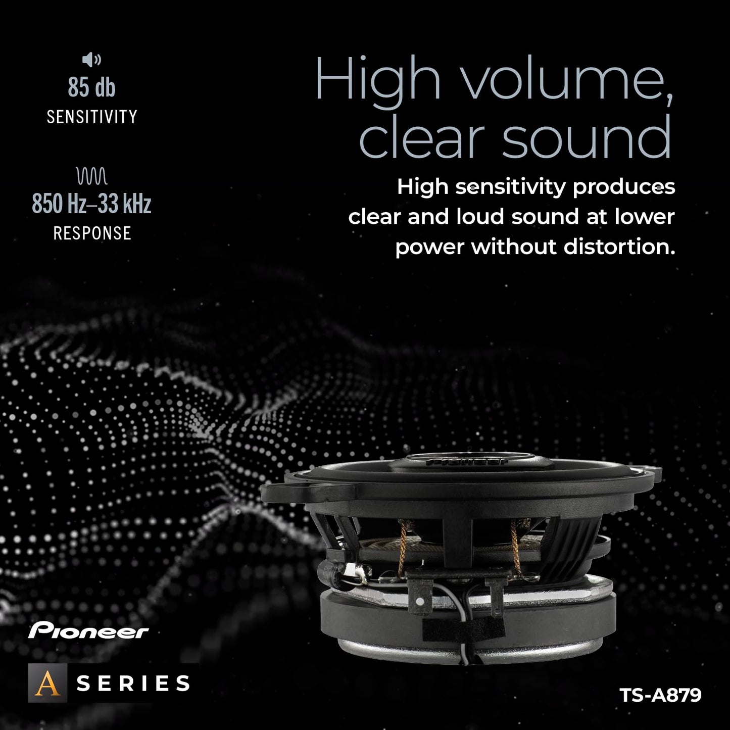Pioneer TS-A879 A Series 3-1/2” 2-Way, 450 W Max Power, 25mm Tweeter – Coaxial Speaker (Pair) Black