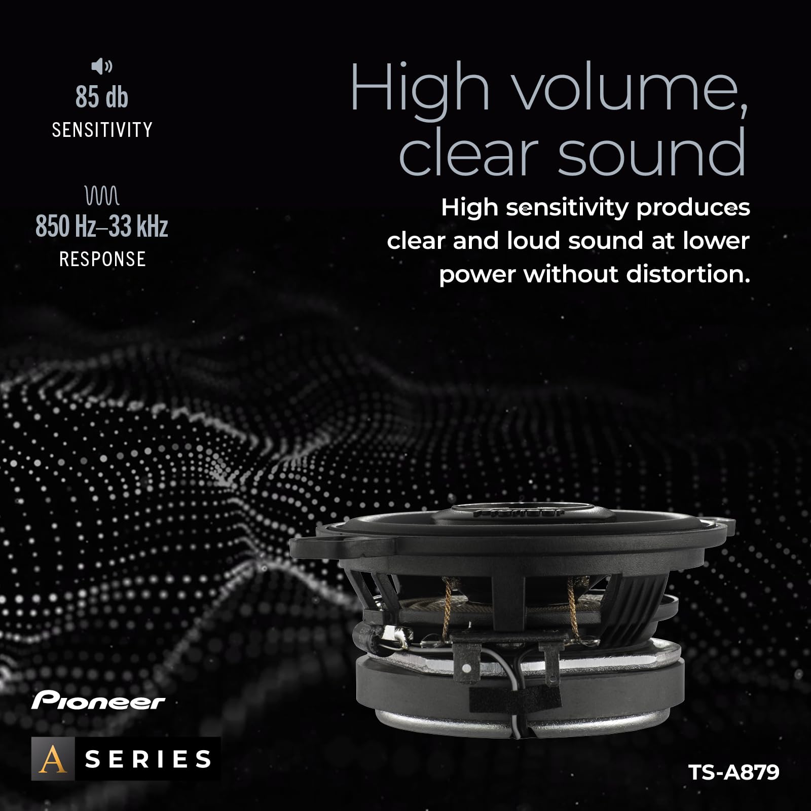 Pioneer TS-A879 A Series 3-1/2” 2-Way, 450 W Max Power, 25mm Tweeter – Coaxial Speaker (Pair) Black