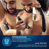 ماكينة تشذيب شعر الجسم BG7025/13 من Philips | أداة تشذيب الجسم والفخذين المقاومة للماء | أداة لحلاقة شعر الجسم، مشط قابل للتعديل بـ 5 إعدادات للطول | 80 دقيقة من الاستخدام اللاسلكي، حماية للبشرة