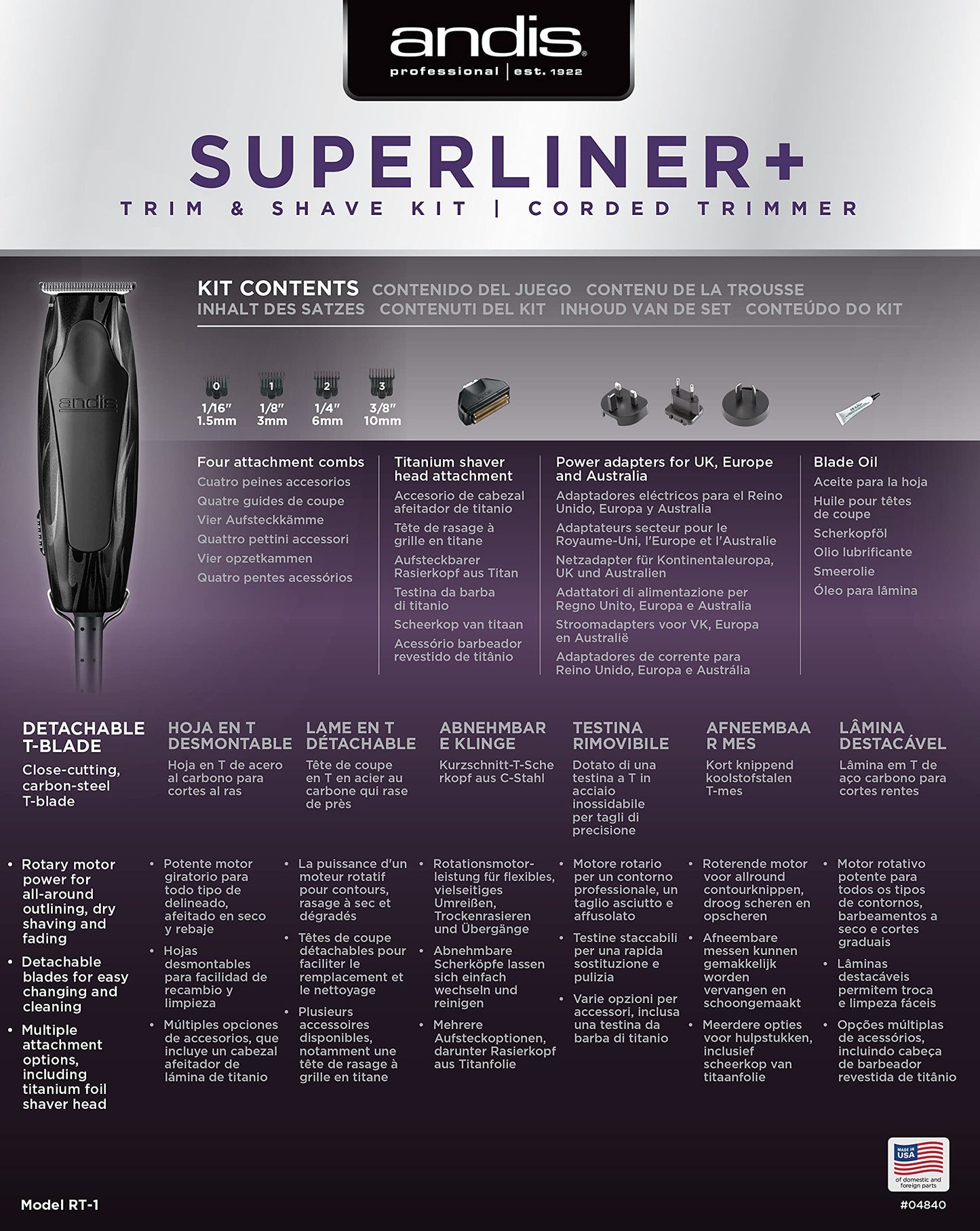 Andis Superliner Trimmer with Extra Close-Cutting T-Blade