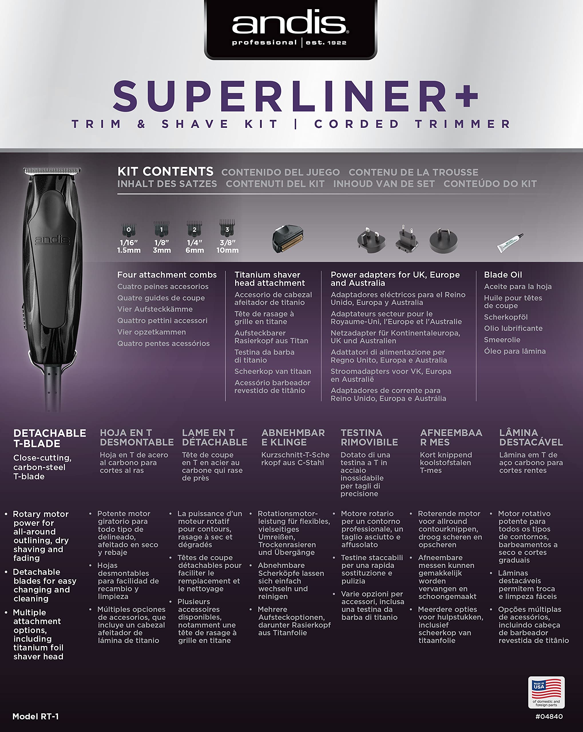 Andis Superliner Trimmer with Extra Close-Cutting T-Blade