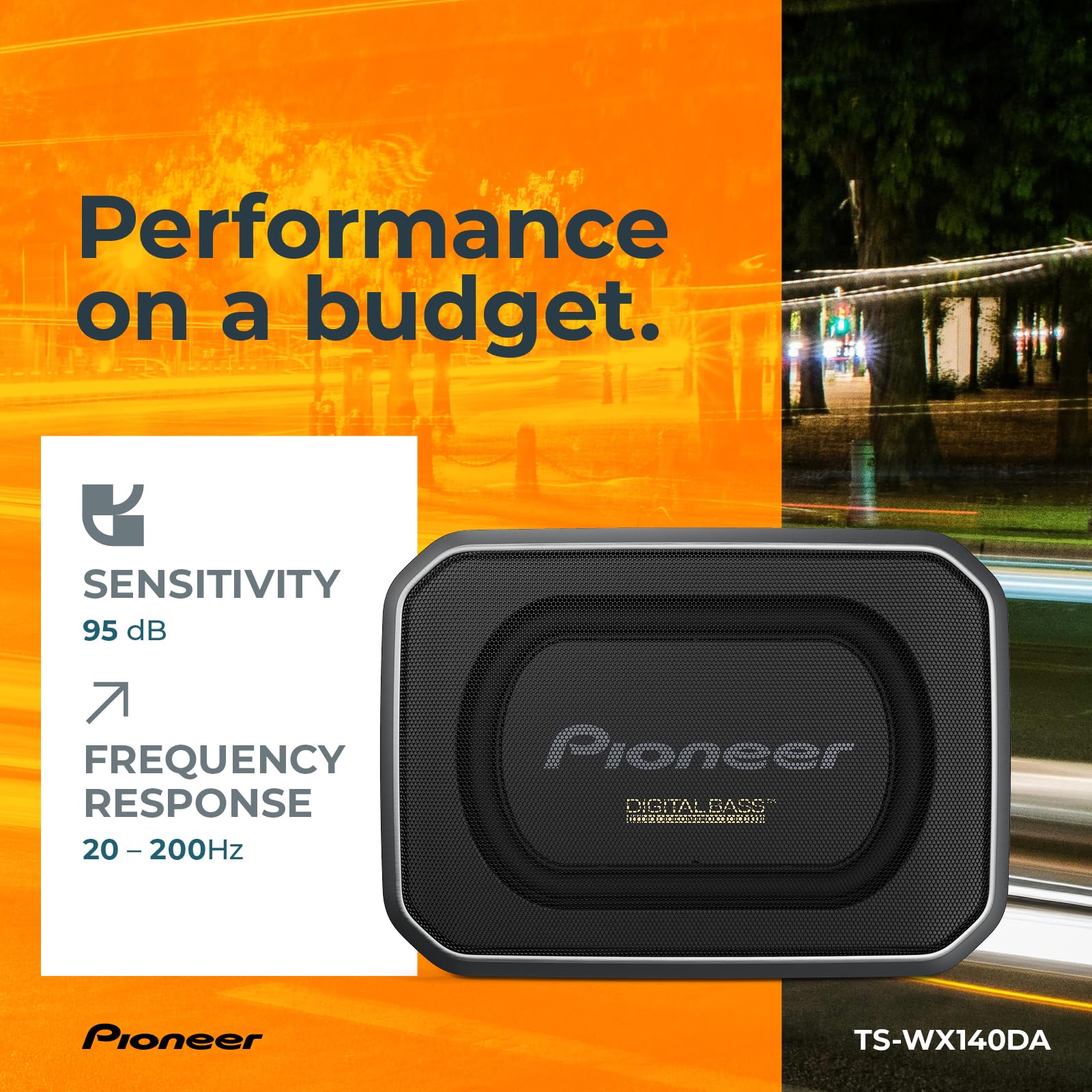Pioneer TS-WX140DA Aktiv-Minisubwoofer 6x9, integrierter leistungsstarker Class D-Verstärker mit 170 W Maximalleistung, Eingangsnennleistung 50 W, schwarz