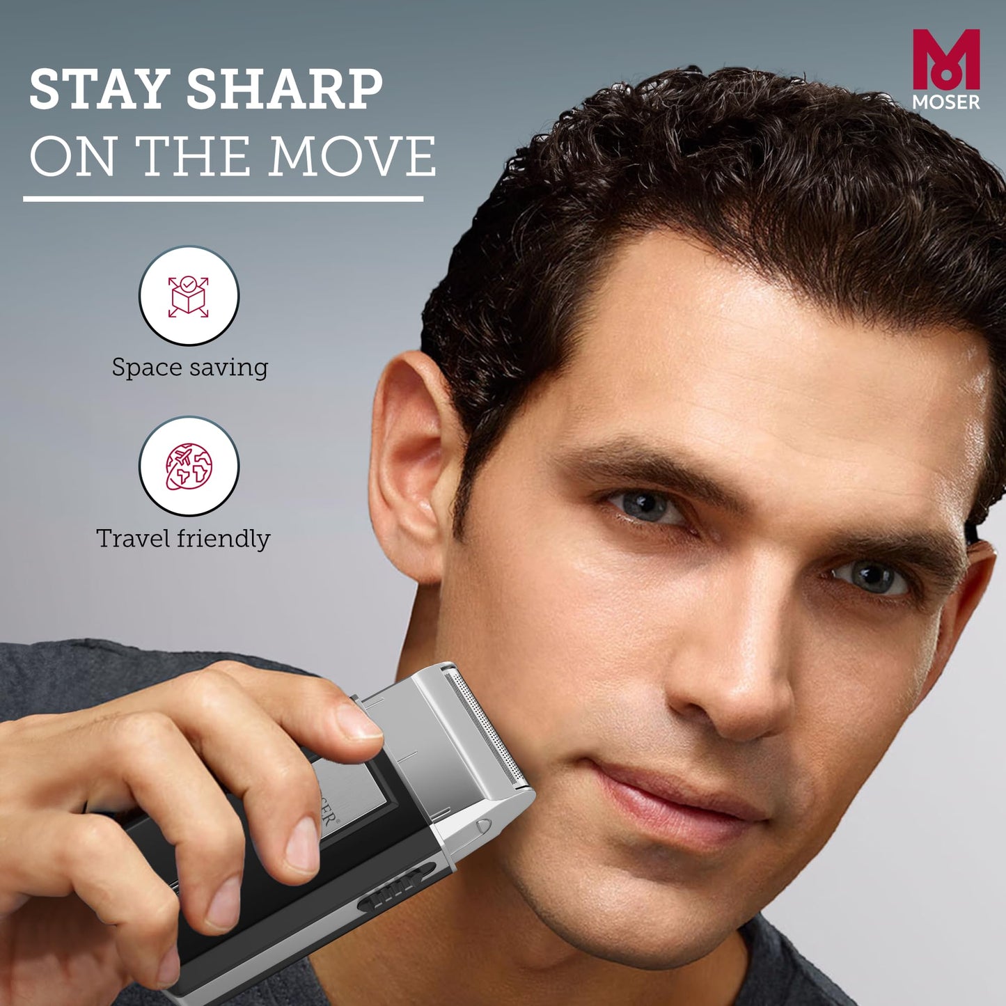 Moser Mobile Shaver, Cordless Precision Shaver with Ultra-Close Cut Foil, Compact Design, Soft-touch Ergonomic Design, Space-Saving Travel Pouch Included (3615-0052)