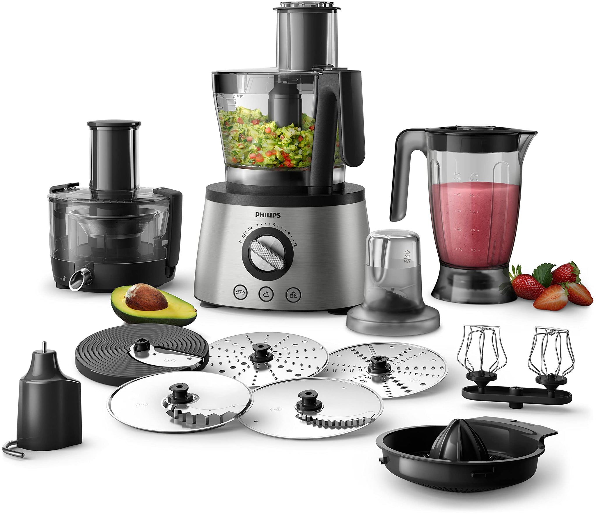 PHILIPS Avance Collection Multi- function Food Processor HR7778/01, 1300W, Compact 4in1 setup, 3.4L bowl with Stainless Steel Disc, 2.2L Blender
