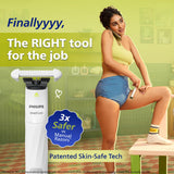Philips OneBlade Intimate 2-in-1 Trimmer for Women | Painless Hair Removal with Patented Skin-Safe Tech | Bikini, Underarm & Body Trimmer | Sensitive Skin Tested | No post shave irritation | QP1924/20