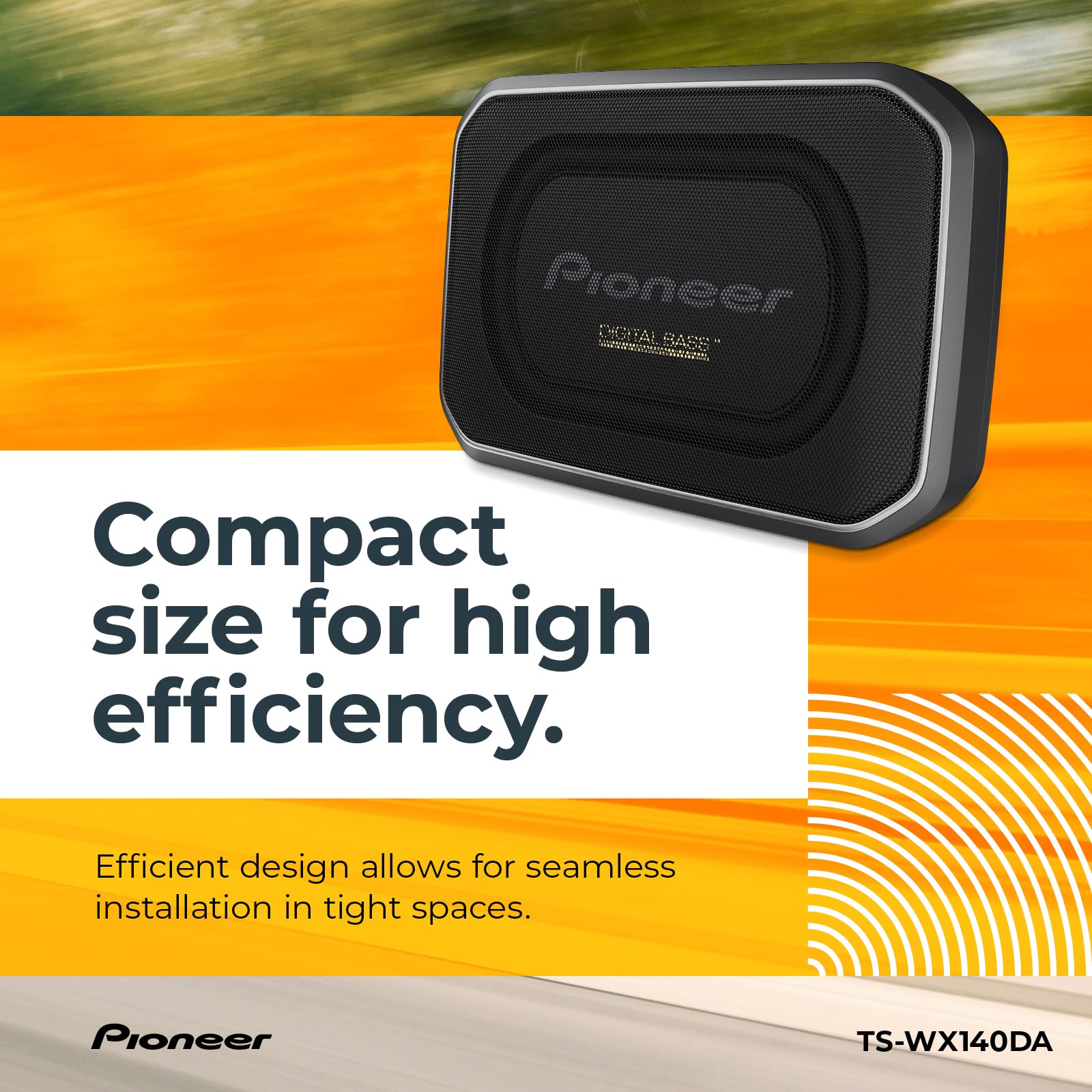 Pioneer TS-WX140DA Aktiv-Minisubwoofer 6x9, integrierter leistungsstarker Class D-Verstärker mit 170 W Maximalleistung, Eingangsnennleistung 50 W, schwarz