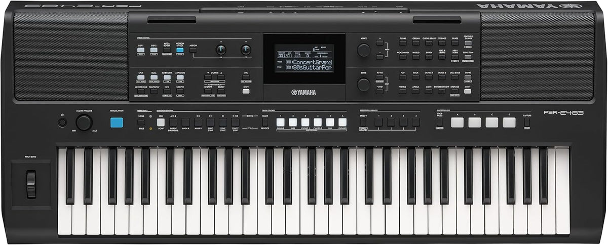 Yamaha PSR-E483 61-Key Touch-Sensitive Portable Keyboard with Sound, Music Rest and Power Adapter