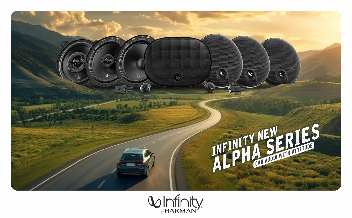 Infinity Car 3-Way Coaxial Speaker with Grille | Alpha 6530 | Peak Power - 290W | RMS Power - 40W | Wired 6.5 Inch 3-Way Coaxial Speaker (Black)