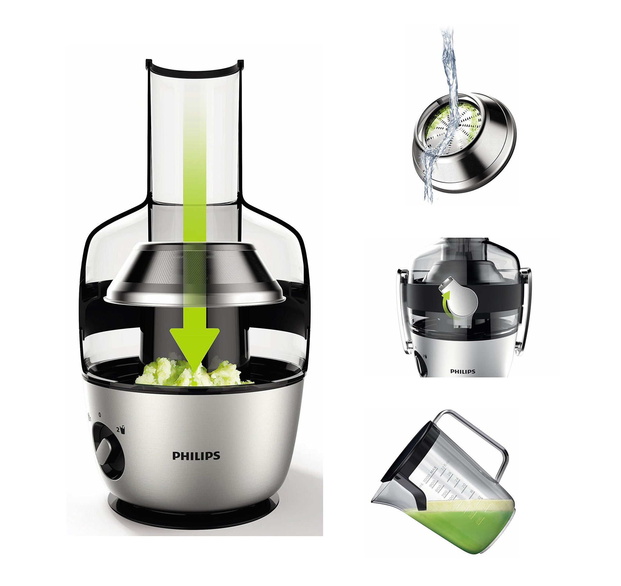 Philips 1200W Avance Collection Juicer, Black, 1.5 Liters, HR1922/20, 2 Year Warranty