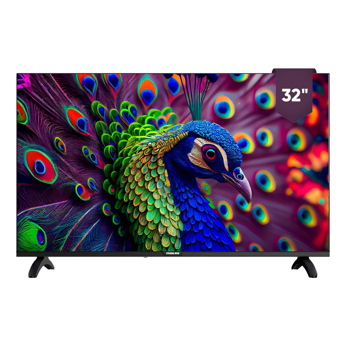 Nikai 32 Inch Smart LED TV | HD 1366 x 768 Resolution | Android TV with Wi-Fi & DLNA | Quad-Core Processor | 16W Speaker Power | 2x HDMI, 2x USB | Netflix, YouTube, Shahid