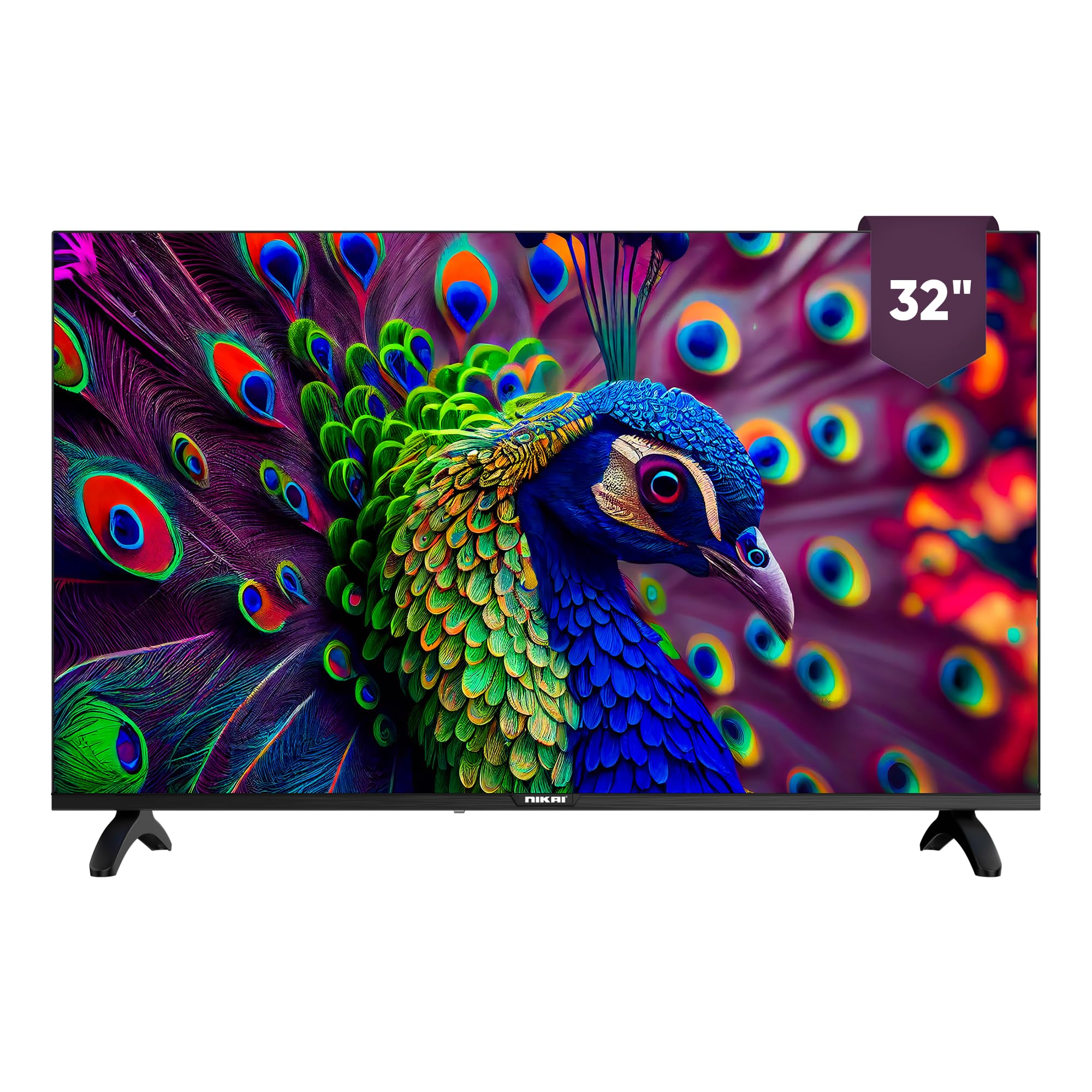 Nikai 32 Inch Smart LED TV | HD 1366 x 768 Resolution | Android TV with Wi-Fi & DLNA | Quad-Core Processor | 16W Speaker Power | 2x HDMI, 2x USB | Netflix, YouTube, Shahid