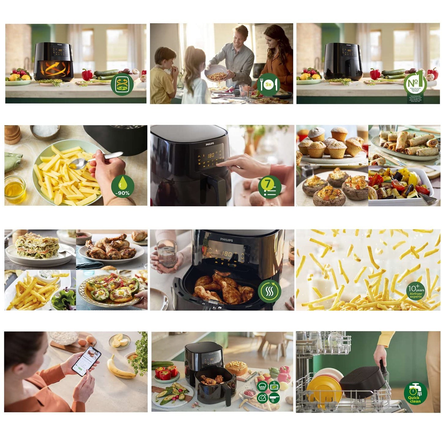 Philips Essential Air Fryer XL 1.2KG, 6.2L Capacity, Digital Screen,Black - HD9270/90 - International Warranty