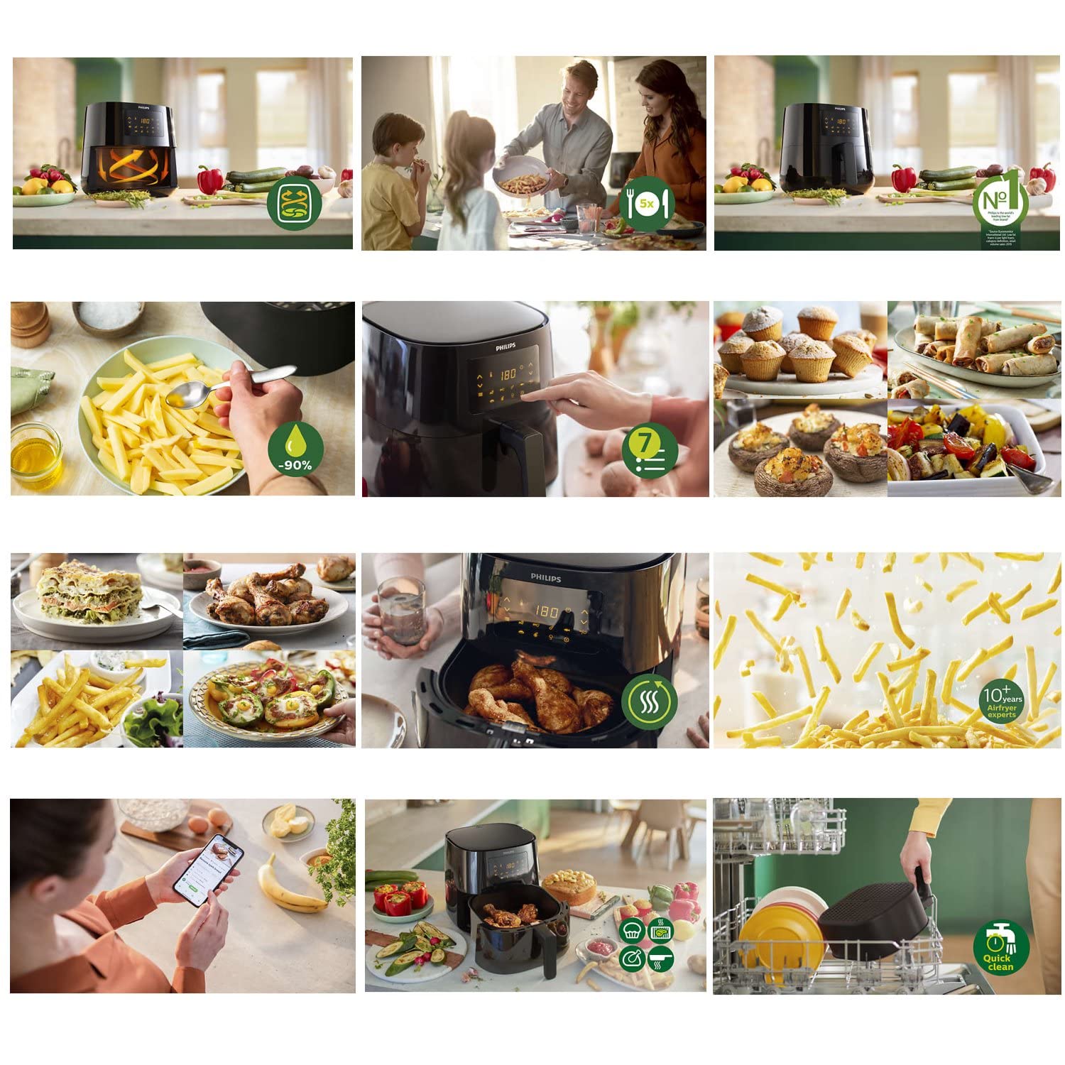 Philips Essential Air Fryer XL 1.2KG, 6.2L Capacity, Digital Screen,Black - HD9270/90 - International Warranty