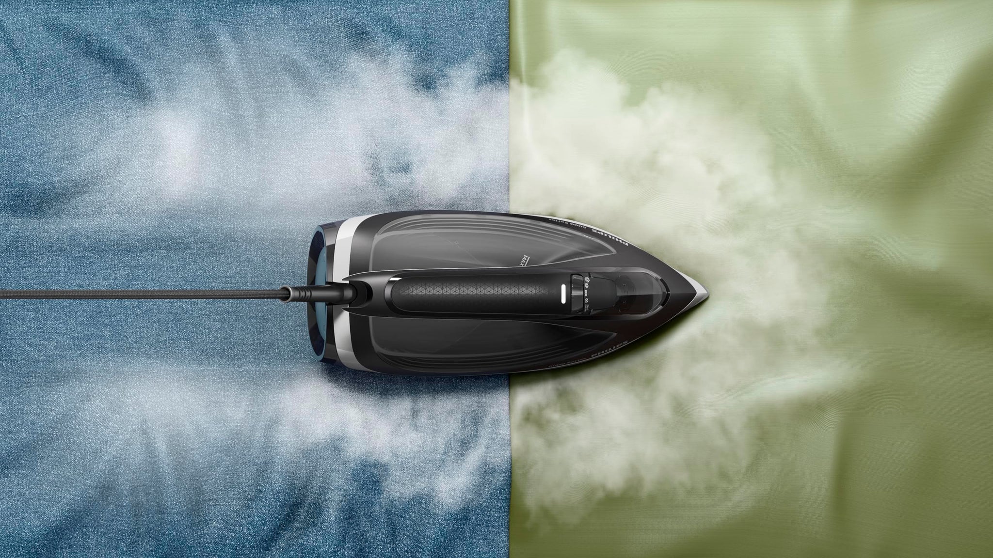 Philips Steam Iron 6000 Series - 2600W, 45g/min Continuous Steam, 190g Steam Boost, SteamGlide Plus Soleplate, 300ml Water Capacity, Black/Silver - DST6120/86