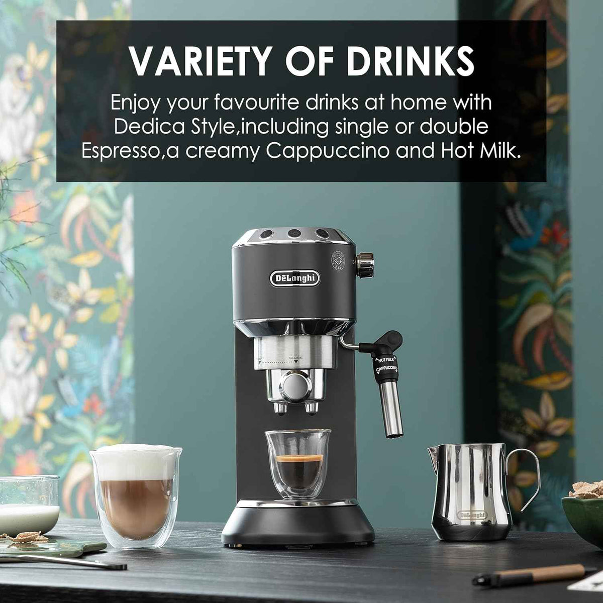 DeLonghi Dedica EC685. BK Adjustable Black Espresso Maker