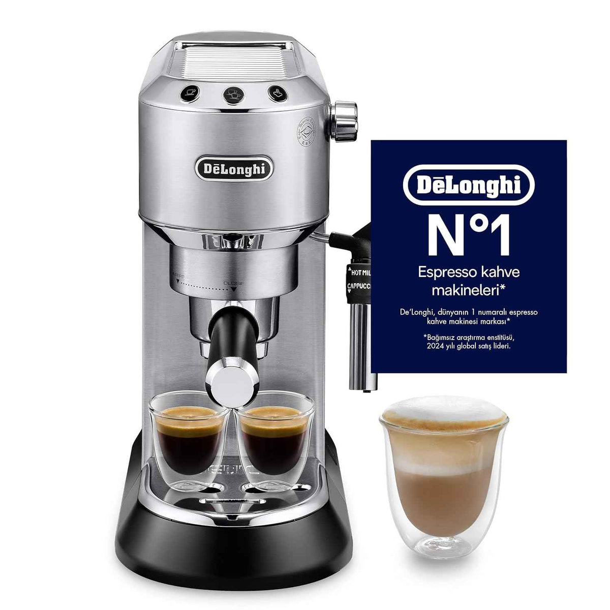 De'Longhi Dedica Pump Espresso Manual Coffee Machine | Cappuccino, Latte Macchiato With Milk Frother | Thermo Block Heating System For Accurate Temperature | Easy To Clean | EC685.M (Metal)