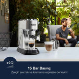 De'Longhi Dedica Pump Espresso Manual Coffee Machine | Cappuccino, Latte Macchiato With Milk Frother | Thermo Block Heating System For Accurate Temperature | Easy To Clean | EC685.M (Metal)