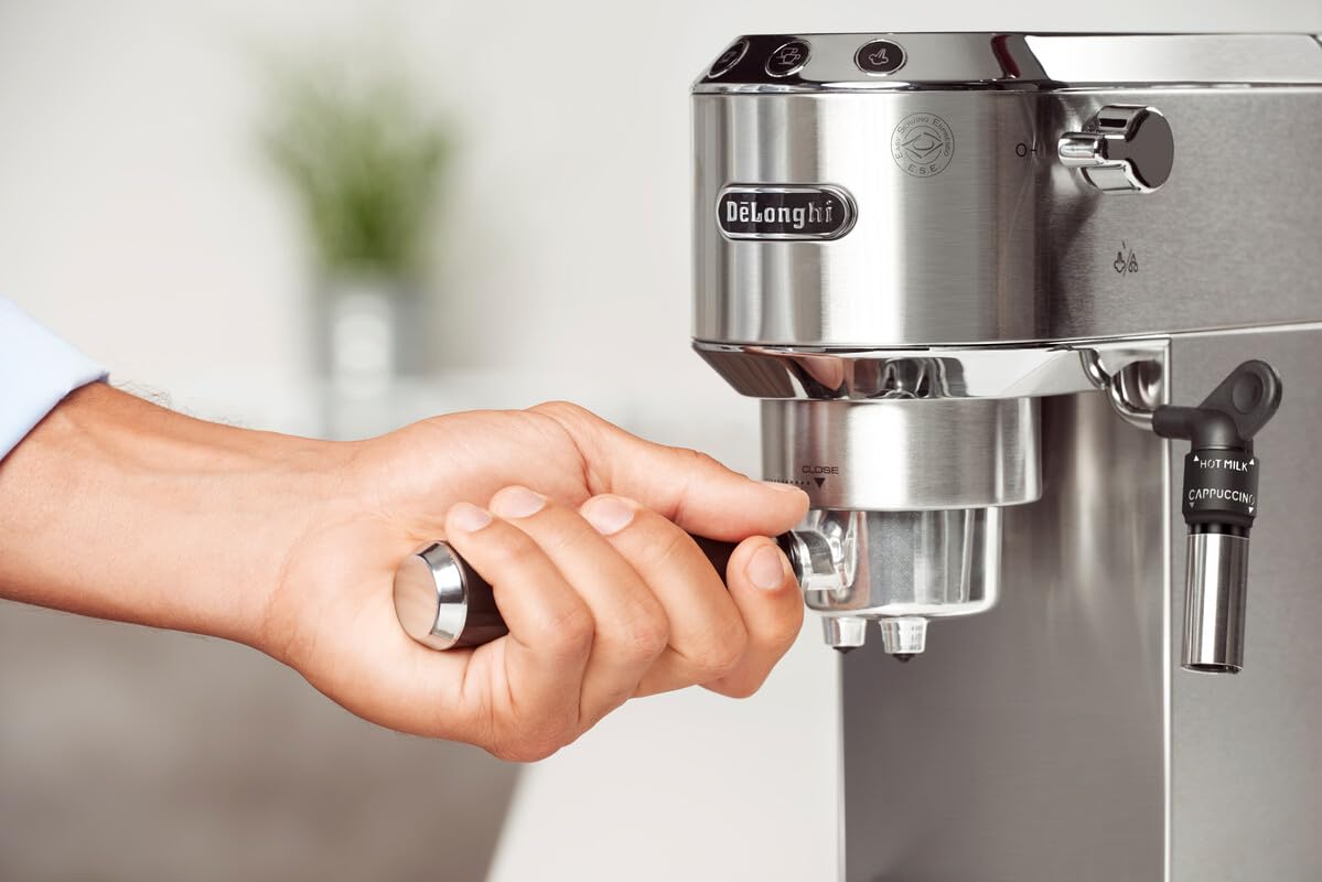 De'Longhi Dedica Pump Espresso Manual Coffee Machine with FREE Electric Coffee Grinder | Cappuccino, Latte, Milk Frother | Stainless Steel Grinding Blade With 12 Settings | EC685.M+KG79 (Metal) - City Park