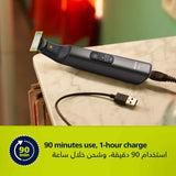 فيليبس OneBlade Pro ماكينة للوجه والجسم QP6542/10، للتشذيب والحلاقة مع مشط دقيق بـ 12 طولاً، مقاومة للماء، استخدام لاسلكي لمدة 90 دقيقة