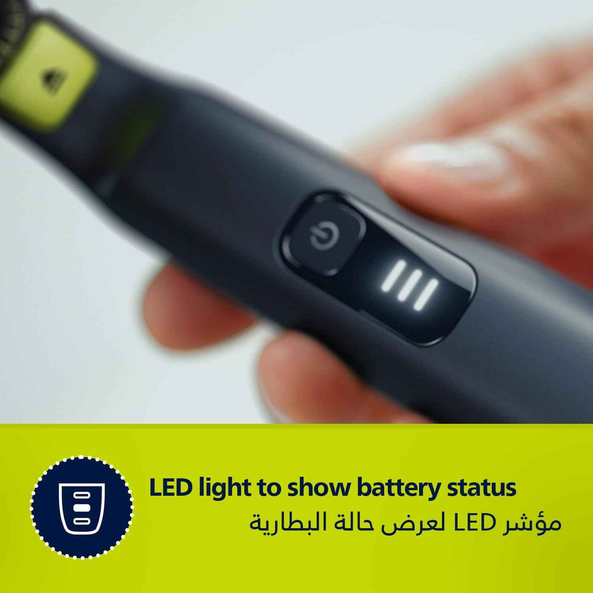 فيليبس OneBlade Pro ماكينة للوجه والجسم QP6542/10، للتشذيب والحلاقة مع مشط دقيق بـ 12 طولاً، مقاومة للماء، استخدام لاسلكي لمدة 90 دقيقة