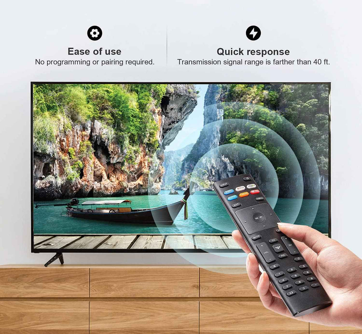 جهاز تحكم عن بعد عالمي لتلفزيون سامسونج الذكي، بديل جهاز التحكم عن بعد لتلفزيون عالي الدقة 4K UHD منحني QLED والمزيد من التلفزيونات، مع أزرار نتفليكس وبرايم فيديو