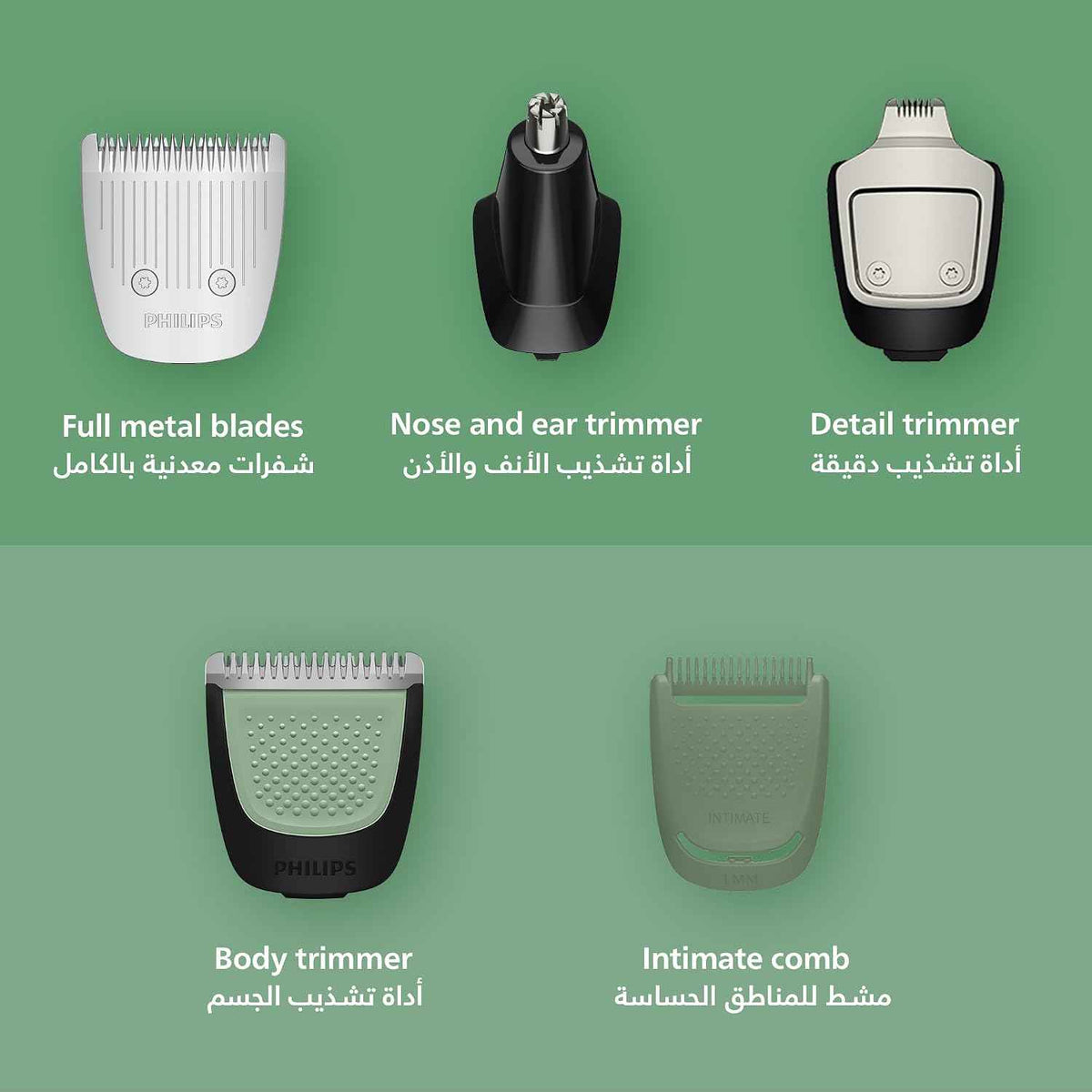 ماكينة التشذيب متعددة الاستخدامات MG7922/15 من Philips | مجموعة عناية 13 في 1 لتشذيب الوجه والشعر والجسم | مشط دقيق لتسريح مثالي | 120 دقيقة من الاستخدام اللاسلكي، مقاومة للماء