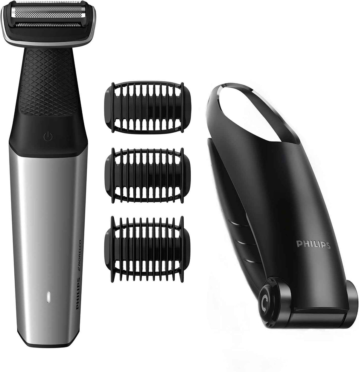 ماكينة تشذيب الجسم والعناية الشخصية فيليبس نوريلكو Bodygroom Series 5000 المقاومة للماء للجسم والعناية الشخصية للرجال مع ملحق الظهر، BG5025/40