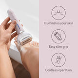 Panasonic ES-EY80 Wet and Dry Epilator for women, Double Disc with 60 Tweezers, Flexible 90° Pivoting Head, 3 Speed Setting & LED Light, Up to 30 Minutes Operation Time, 5 attachments