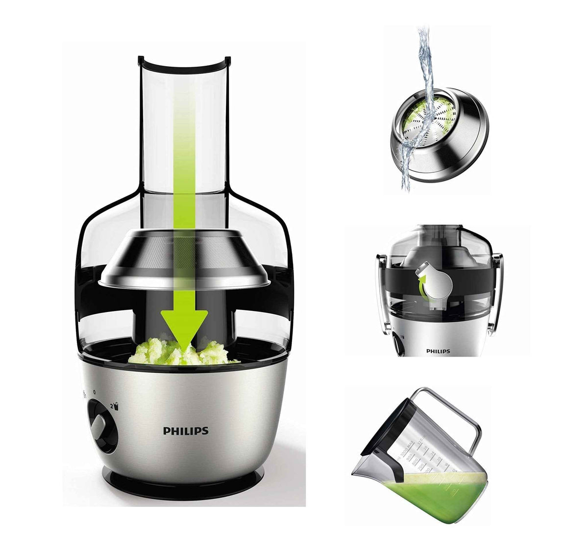Philips 1200W Avance Collection Juicer, Black, 1.5 Liters, HR1922/20, 2 Year Warranty
