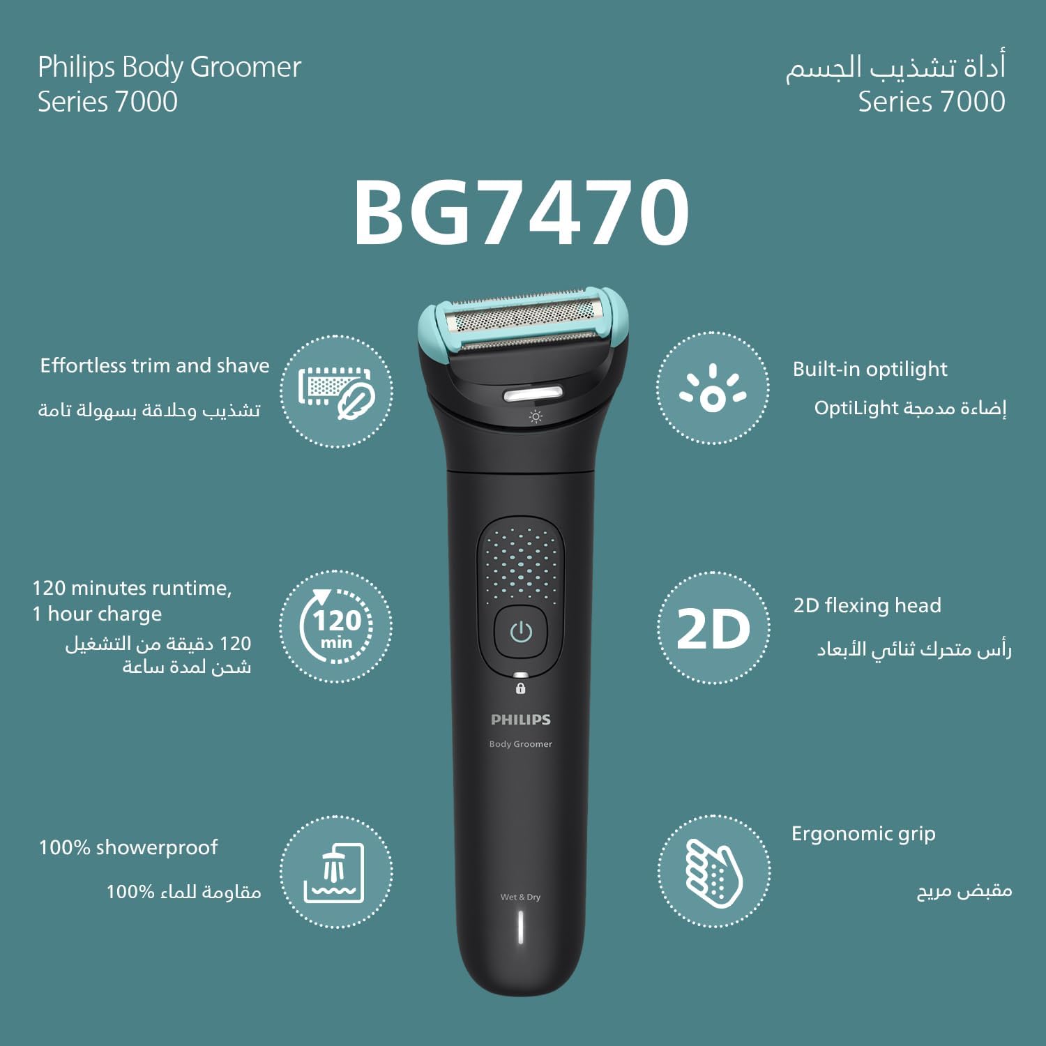 Philips All-in-One Trimmer MG7922/15 | 13-in-1 Face, Hair & Body Grooming | Precision Comb for Exact Styling | 120min Cordless, Showerproof - City Park