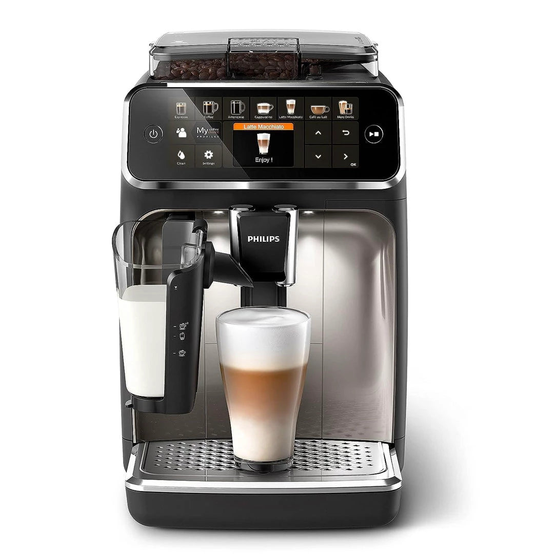 Philips Fully Automatic Espresso Machine Series 5400-12 Beverages, LatteGo Milk Solution, 4 User Profiles, TFT Display, Chrome - EP5447/23 - City Park