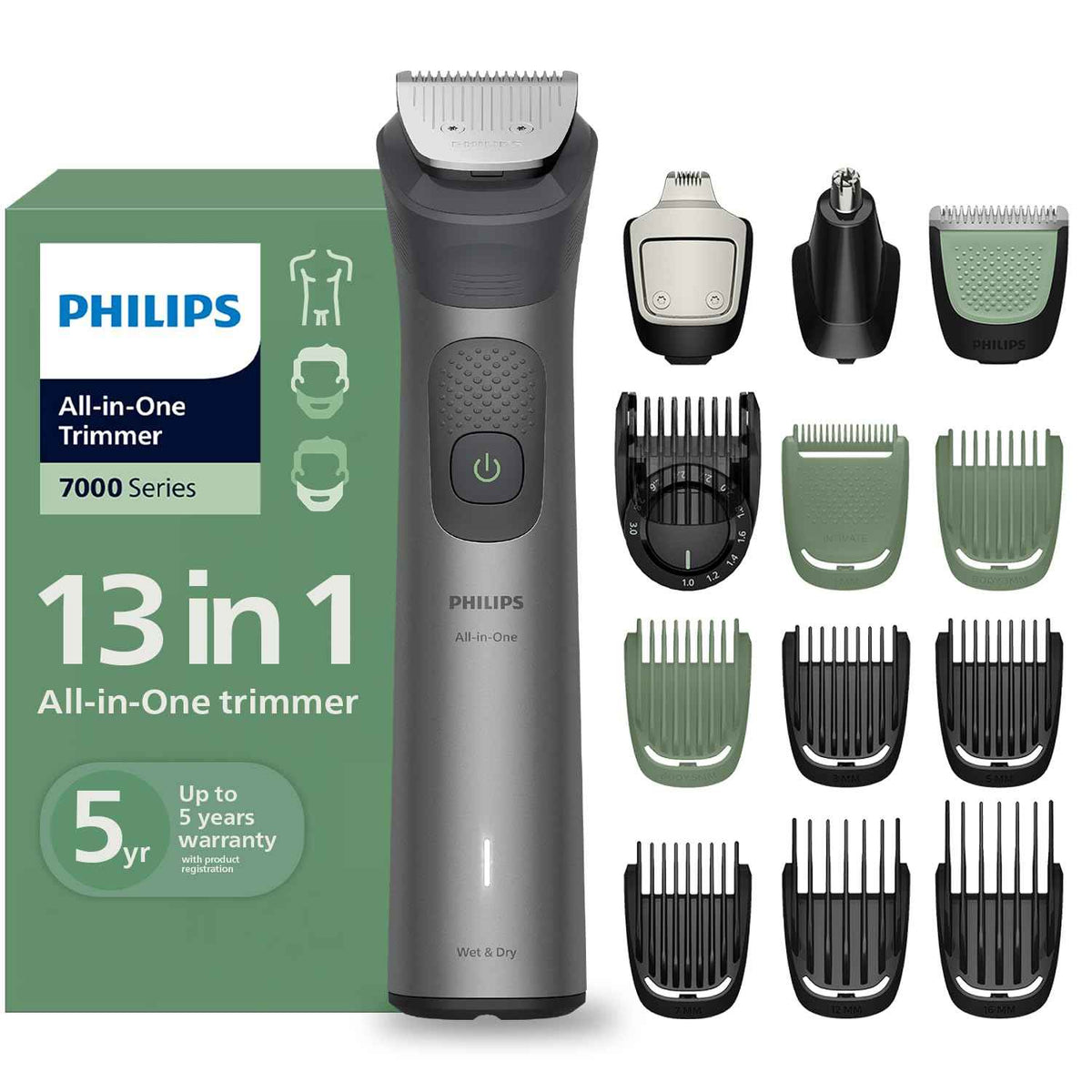Philips India's No.1 Men's Trimmer* | Ultimate Precision | BeardSense Technology- Scans 125x/sec, adapts to density | All-in-One Full body Grooming Kit | 120min runtime | IPX7 | 5yr warranty* | MG7922