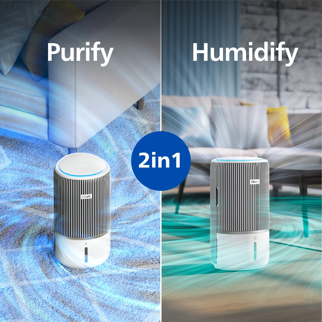 Philips Smart 2-in-1 Air Purifier & Humidifier PureProtect Water 3400 Series - 78 m2, HEPA, Active Carbon, 5 Speed, Sleep Mode, Child Lock, 3.2L Water Tank, Connected, White - AC3420/10 - City Park