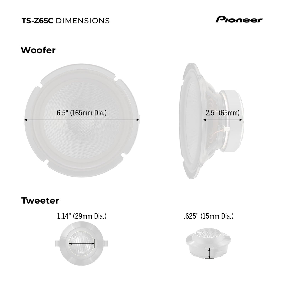 Pioneer TS-Z65C 330W 17cm 2-Way Component Speaker System - City Park