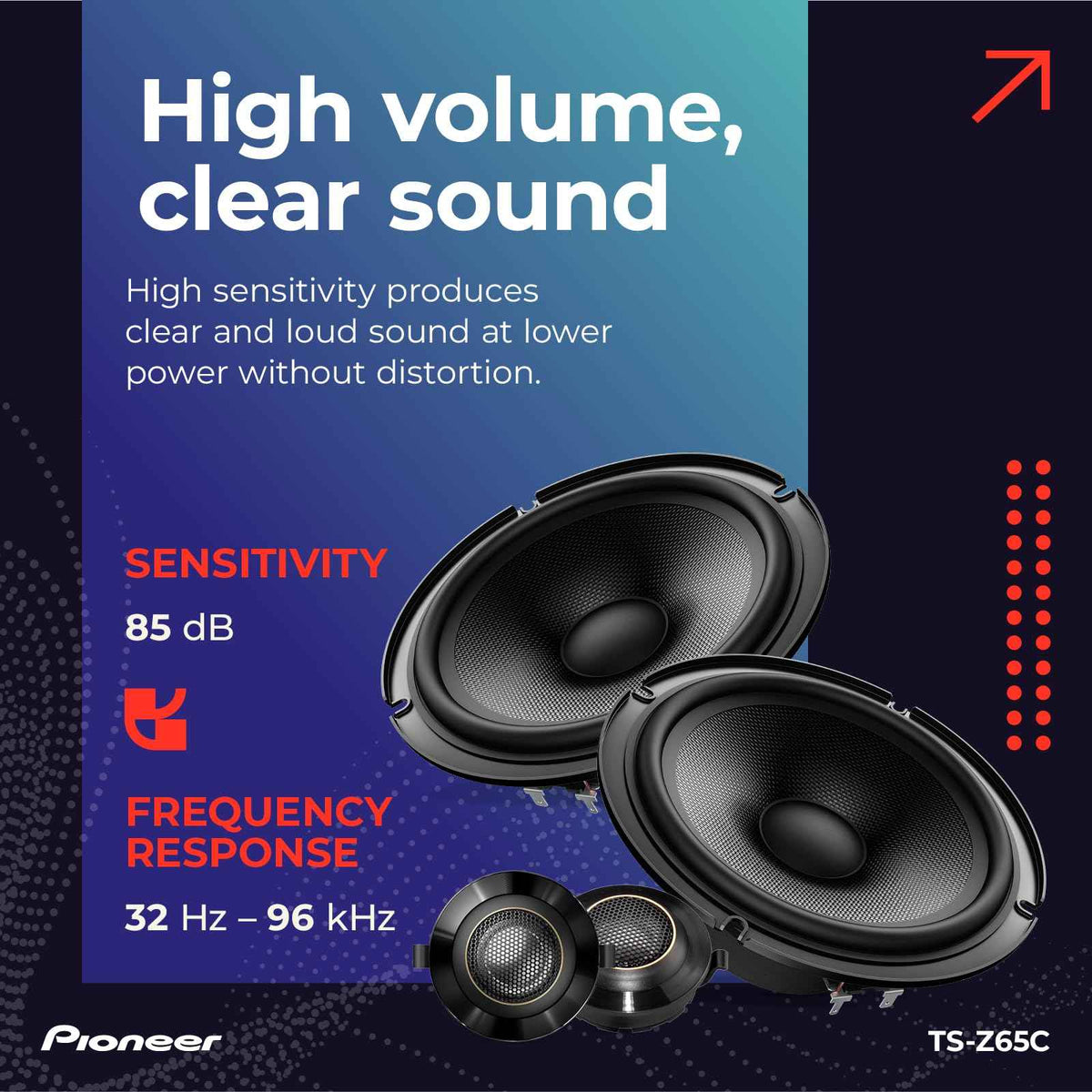 Pioneer TS-Z65C 330W 17cm 2-Way Component Speaker System