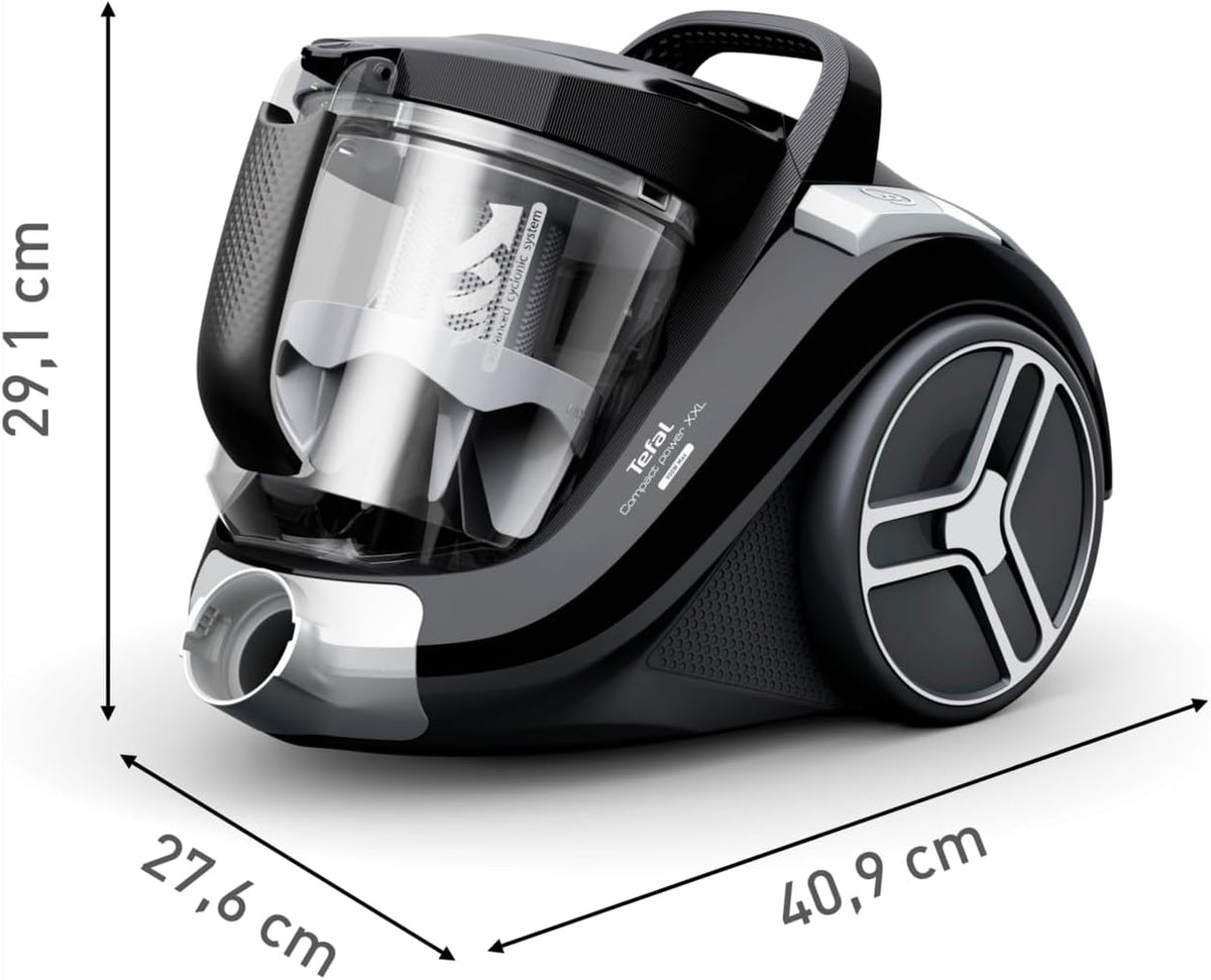 TEFAL Bagless Vacuum Cleaner | Compact Power XXL Classic Canister Vacuum Cleaner | 900 W | Low Consumption Motor | Advanced 3-Level Cyclonic Filtration | 2 Years Warranty | TW4B25HA - City Park