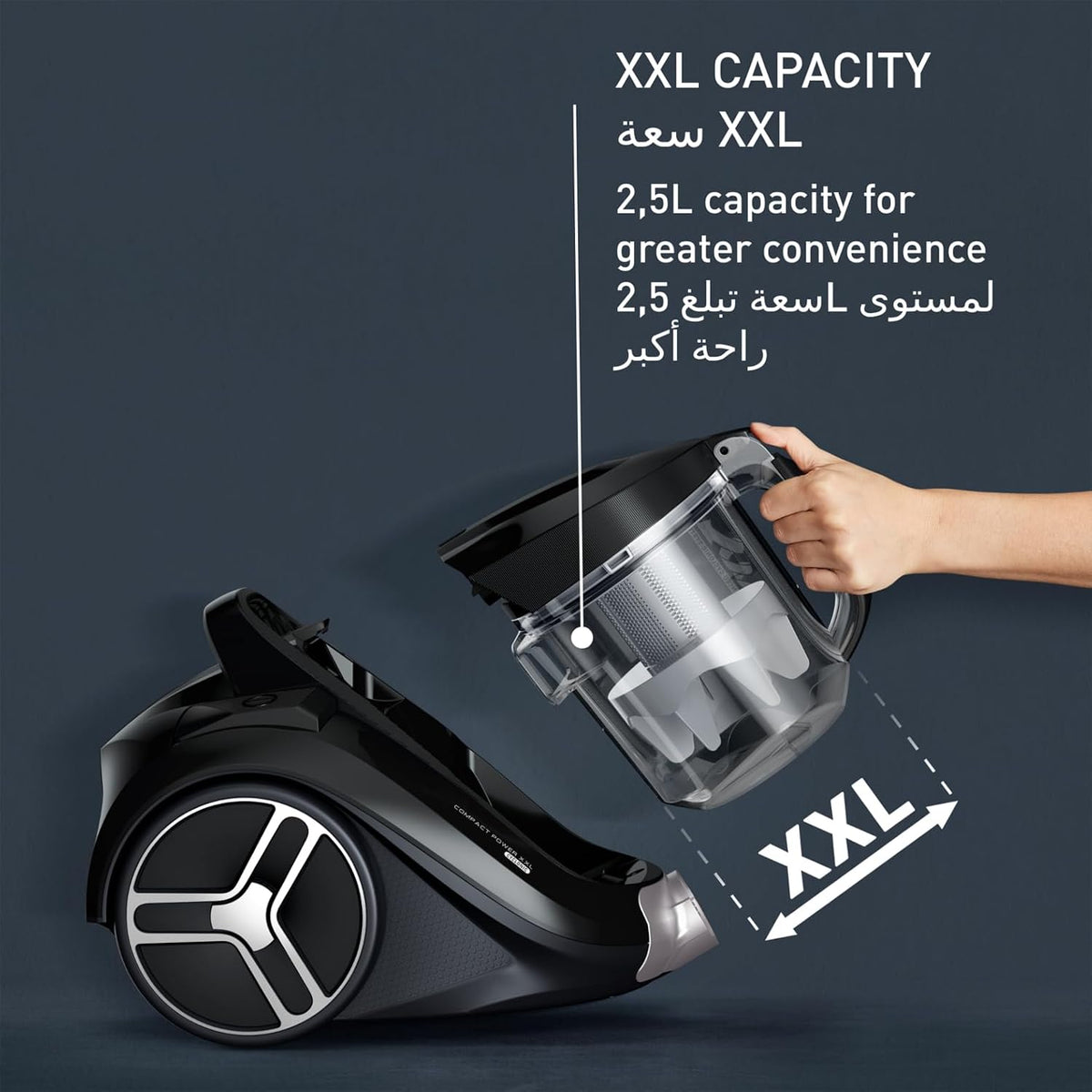 TEFAL Bagless Vacuum Cleaner | Compact Power XXL Classic Canister Vacuum Cleaner | 900 W | Low Consumption Motor | Advanced 3-Level Cyclonic Filtration | 2 Years Warranty | TW4B25HA - City Park